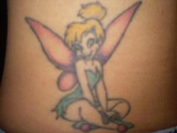 Tinkerbell with wand tattoo on back. Tinkerbell-tattoo Picture